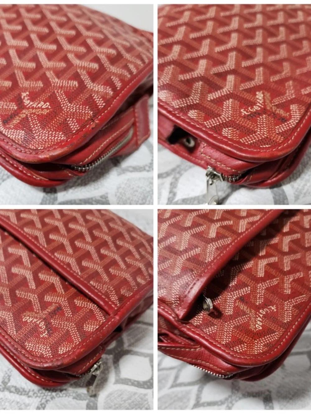 Authentic Goyard Goyardine Jouvence Toiletry Pouch MM Grey/Wine